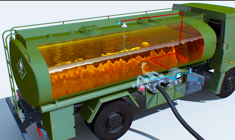 军队运油车新技术展示动画